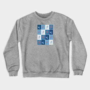 Red Blue Leaves Tiles Crewneck Sweatshirt